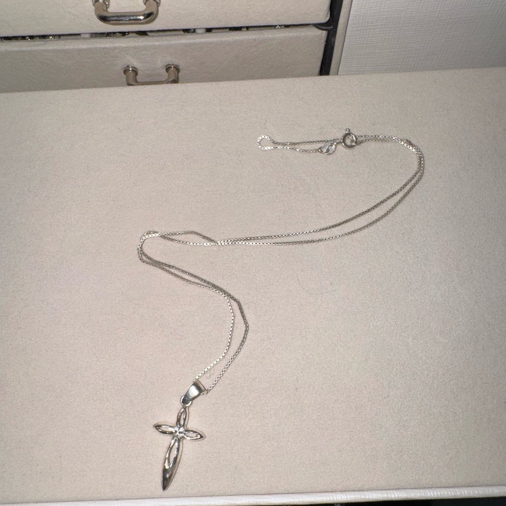 Silver Cross Charm Necklace
